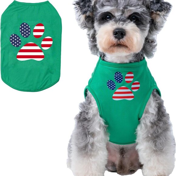 MIANHUATANG Dog Flag Green Shirt Vest XL Mesh Clothes Fits Chest 17.7-19.2" NEW - Picture 3 of 11